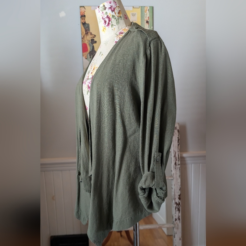 Vera Moda Olive Green Open Front Jacket - Picture 3 of 7